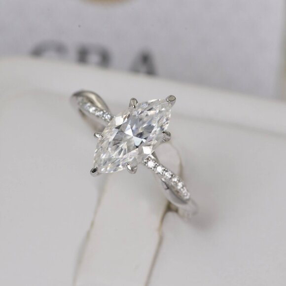 Certified All Moissanite Diamond 3.85ct Marquis Engagement...